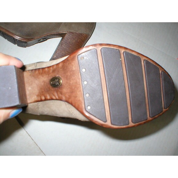 New Womens Parker 5.5 Frye Suede Leather Boots Short Fringe Gray Brown Lace Up - Picture 11 of 12